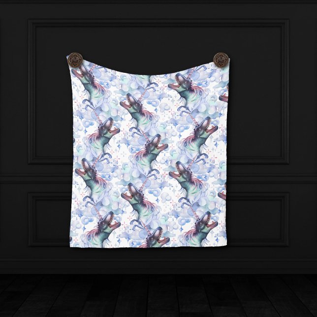 Cobertor De Velo Nuvens do Dinocorn | Dinossauro Místico Unicórnio  (Criador carregado)