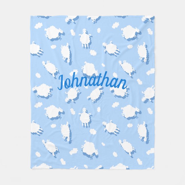Cobertor De Velo Nuvens e borregos (Azuis) Personalizados (Frente)