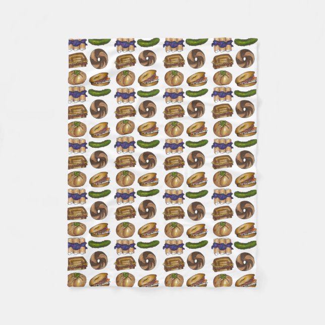 Cobertor De Velo NYC Jewish Deli Comida Bagel Reuben Blintz Knish (Frente)