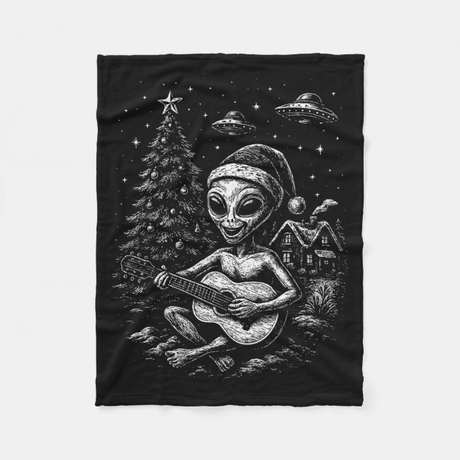 Cobertor De Velo O Alien Ama o Natal  (Frente)