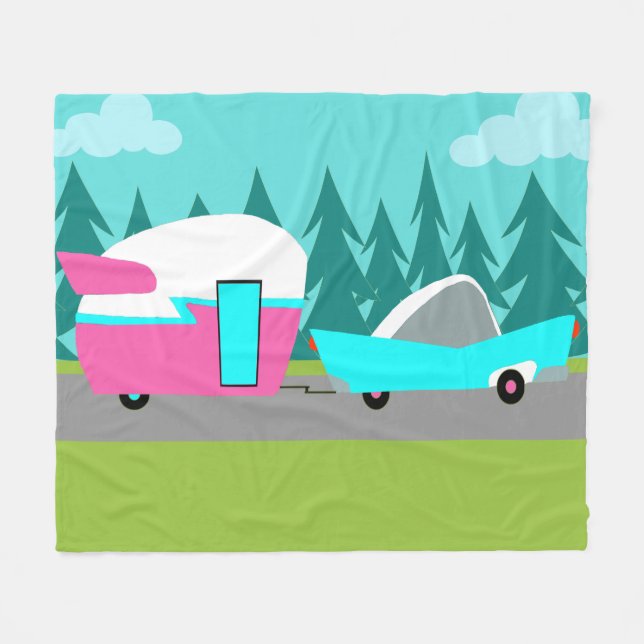 Cobertor De Velo O campista retro/reboque e o carro tosam a (Frente (Horizontal))