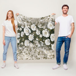 Cobertor De Velo O Design de Padrão Floral Macio Branco