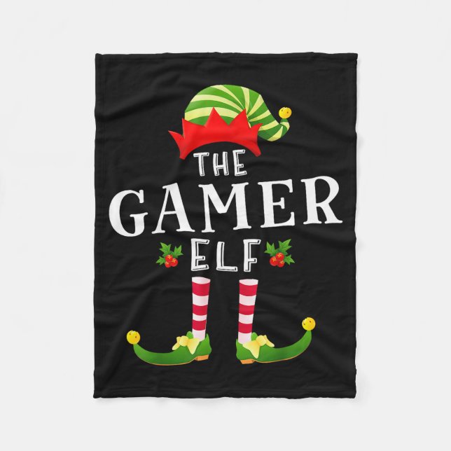Cobertor De Velo O Elfo Gamer de Natal Pijama Combinante  (Frente)