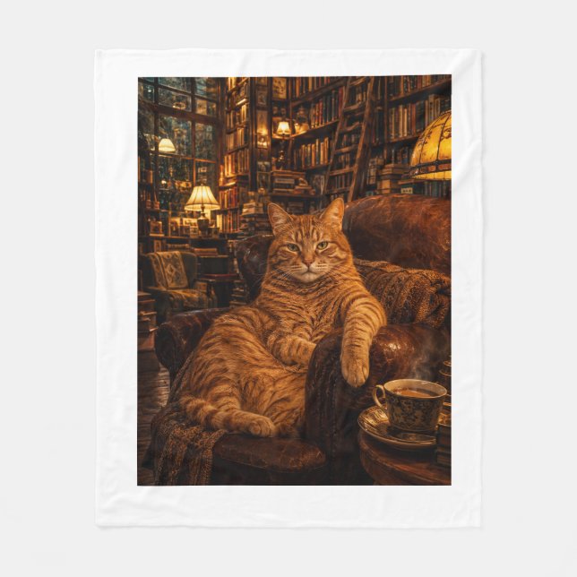 Cobertor De Velo "O Gato da Livraria  (Frente)