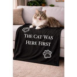 Cobertor De Velo O Gato Estava Aqui Primeiro Almofada Minimalista
