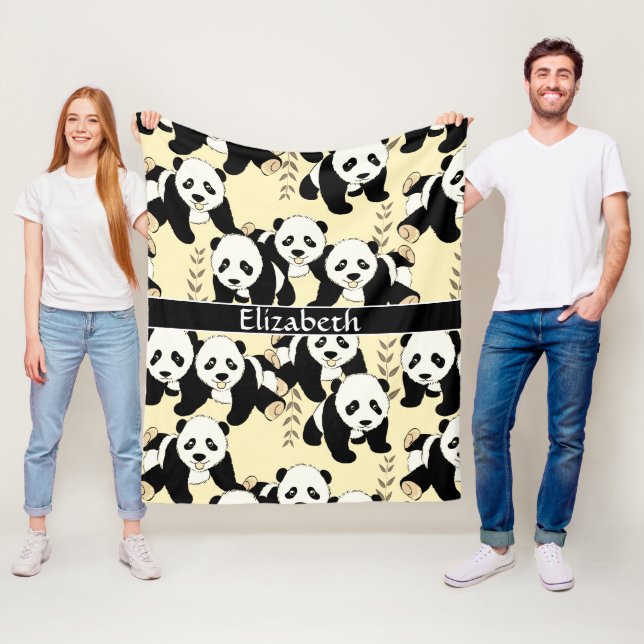 Cobertor De Velo O gráfico dos ursos de panda personaliza maior (In Situ)