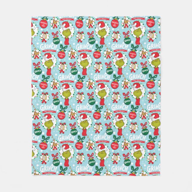 Cobertor De Velo O Grinch | Padrão Feliz Wholidays (Frente)