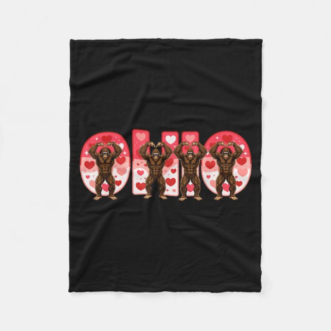 Cobertor De Velo O-h-i-o Funny Bigfoot Ohio In Midwestern Valentine (Frente)