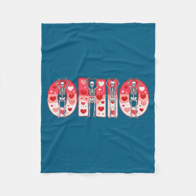 Cobertor De Velo O-h-i-o Funny Skeletons Ohio In Midwestern Valenti (Frente)