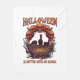 Cobertor De Velo O Halloween É Melhor Alpaca Crânios Laranja Teia d
