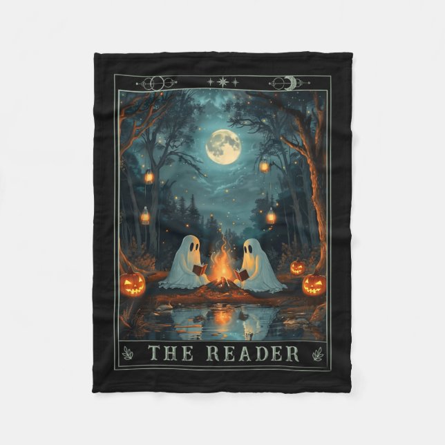 Cobertor De Velo O Leitor Bookish Cute Spooky Ghost Reading Book (Frente)