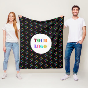 Cobertor De Velo O logotipo da sua empresa Fleece em branco Cores p