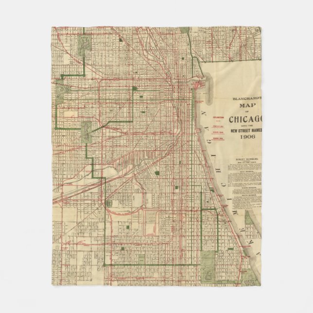 Cobertor De Velo O mapa de Blanchard de Chicago (Frente)