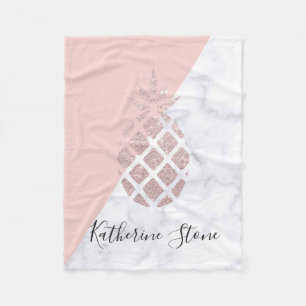 Cobertor De Velo O mármore branco do brilho cor-de-rosa elegante d