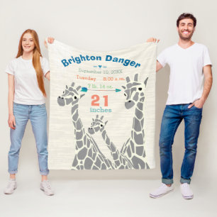 Cobertor De Velo O Menino da Família Girafa Stats Gravação de Nasci