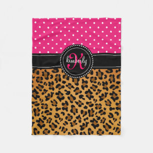 Cobertor De Velo O rosa elegante do impressão do leopardo pontilha