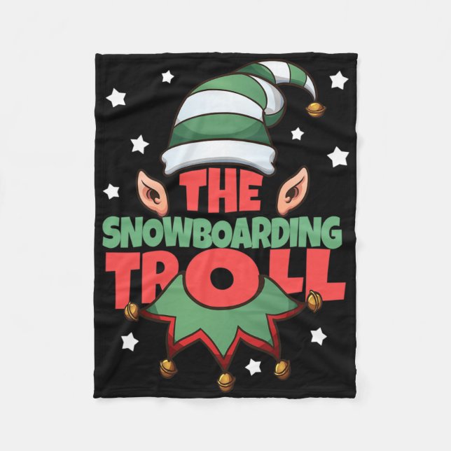 Cobertor De Velo O Troll de Snowboard Engraçado Pajama de Natal - S (Frente)