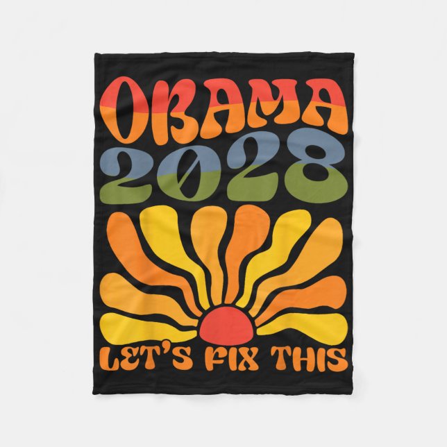 Cobertor De Velo Obama Para O Presidente 2028 Obama 2028 Flor Boho  (Frente)
