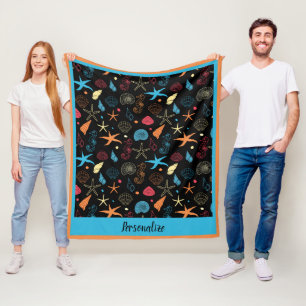 Cobertor De Velo Ocean Seashell Starfish & Seacavalo Beach Pattern