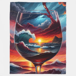 Cobertor De Velo "Ocean Sunset in Wine Glass - Surreal Seascape Art