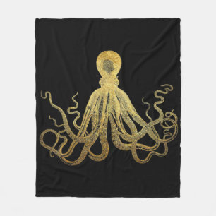 Cobertor De Velo Octopus Dourado de Tinta Preta Costeira Náutica