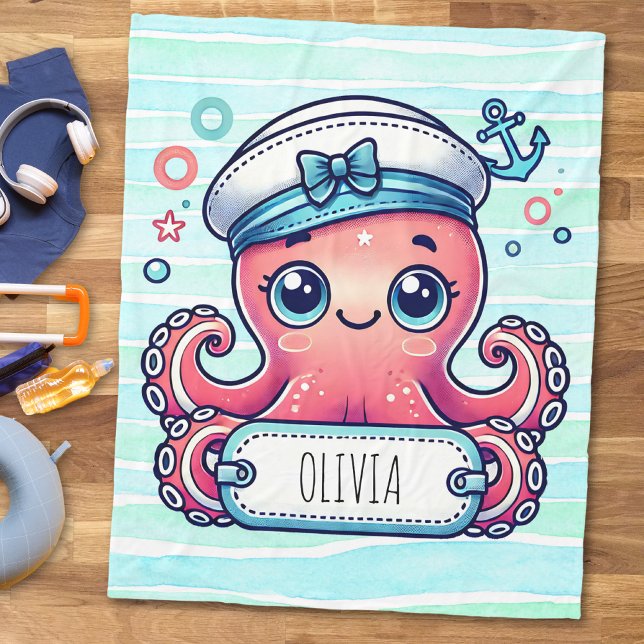 Cobertor De Velo Octopus Rosa Cheio Sinal de Nome (Criador carregado)