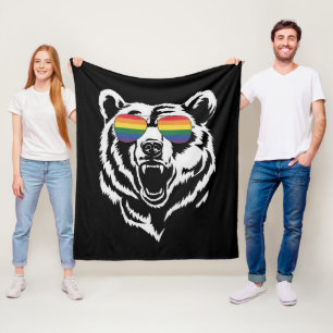 Cobertor De Velo Óculos de sol arco-íris LGBTQ Bear Gay Bandeira do