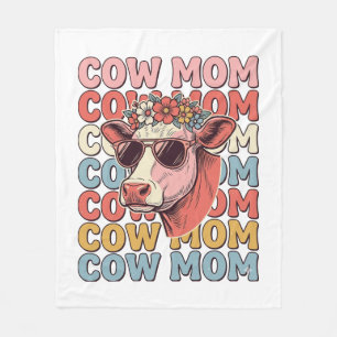 Cobertor De Velo Óculos de Sol Retrô Cow Mom Desenho de Gravura Vin