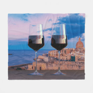 Cobertor De Velo Óculos de vinho com vista ao pôr do sol sobre La V