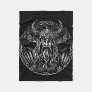 Cobertor De Velo Odin e seus corvos Huginn e Muninn
