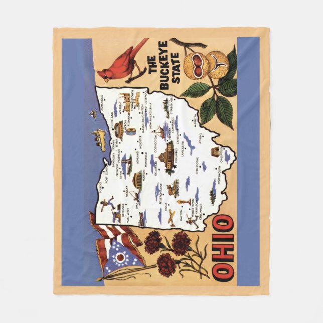 Cobertor De Velo  Ohio Buckeye State Fleece Throw (Frente)
