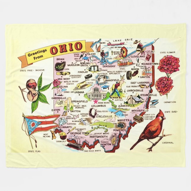 Cobertor De Velo  Ohio Greetings Fleece Blanket (Frente (Horizontal))