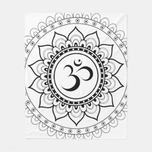 Cobertor De Velo Ohm Mandala Om Mandala Branco e Preto