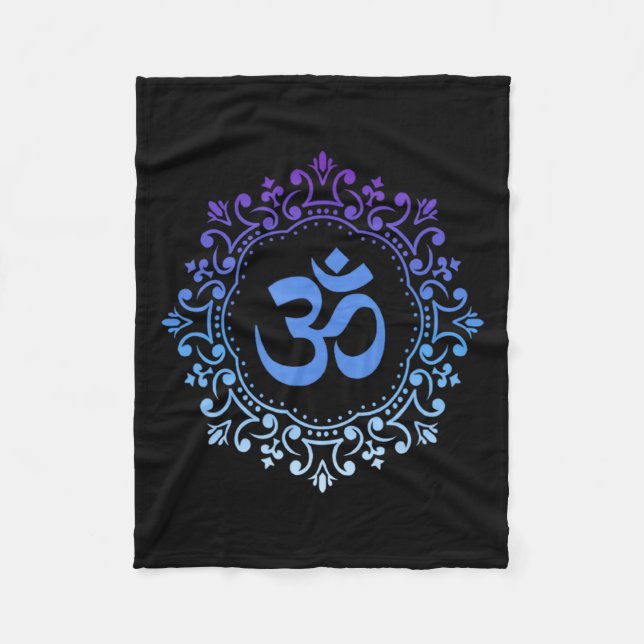 Cobertor De Velo Ohm Yoga New Age Purple And Blue Mandala Sound Bat (Frente)