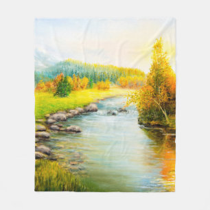 Cobertor De Velo oil painting of beautifl autumn landscape, forest