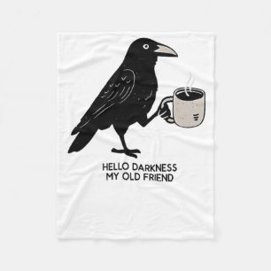 Cobertor De Velo Olá Escuridão Meu Velho Amigo Crow Café Spooky Ha