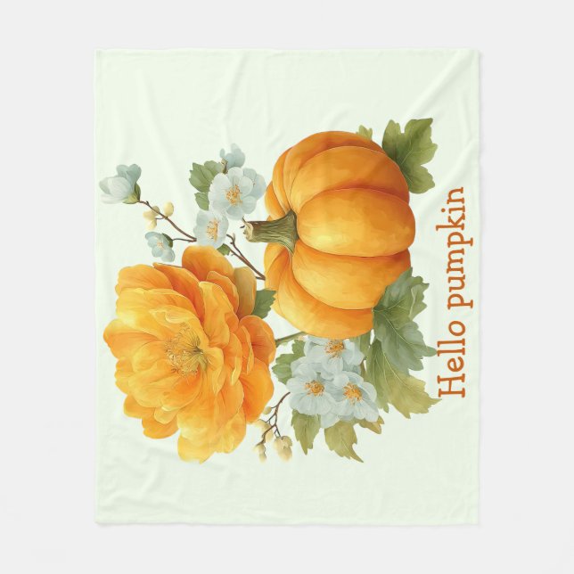 Cobertor De Velo Olá Pumpkin Floral Halloween Design (Frente)