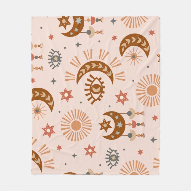 Cobertor De Velo Olho celestial, lua, padrão solar. (Frente)