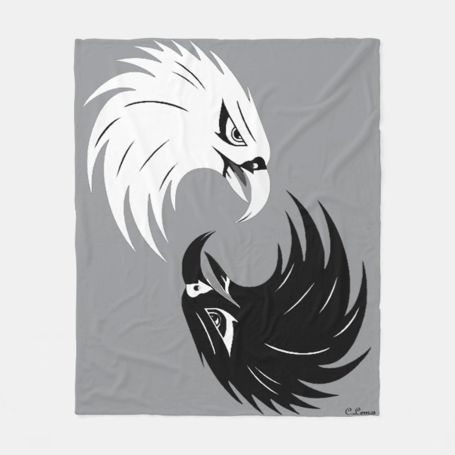 Cobertor De Velo "Olho de Águia" Fleece Blanket design - B&W (Frente)
