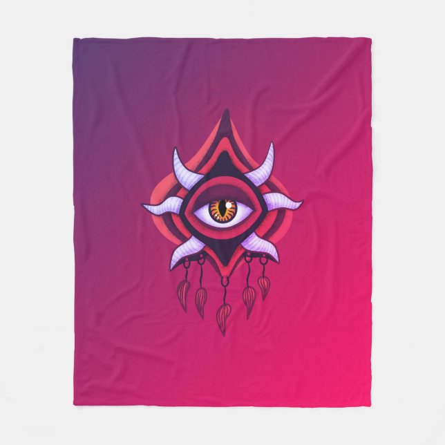Cobertor De Velo Olho Demônio Roxo - Arte oculta gótica (Frente)