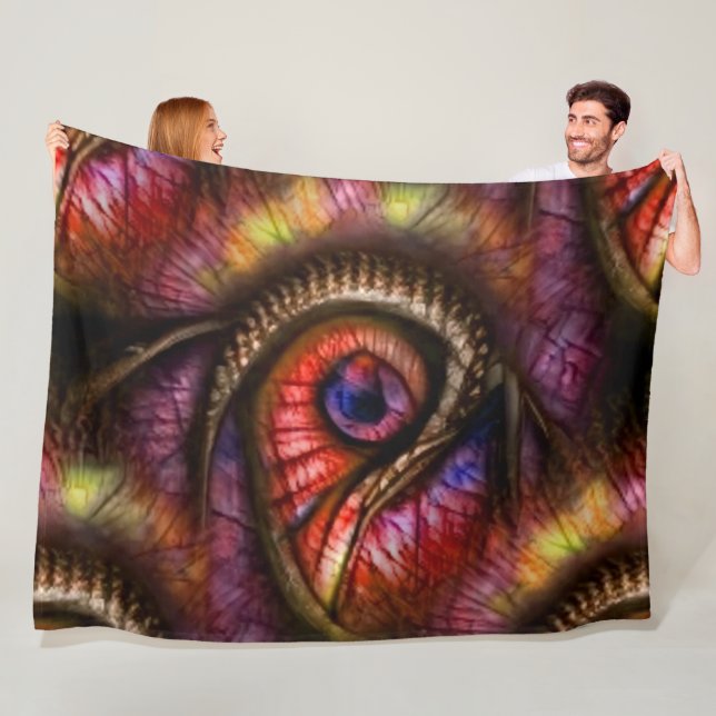 Cobertor De Velo Olhos abstratos em vermelhos e roxos (In Situ)