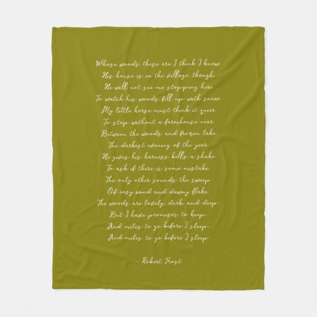 Cobertor De Velo Olive Green Custom Poem Song Lyric Quote  (Frente)