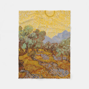 Cobertor De Velo Oliveiras de Van Gogh Sol Amarelo Céu