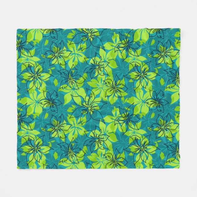 Cobertor De Velo Olowalu Hibiscus Hawaiian Camo Aloha Shirt Impress (Frente (Horizontal))