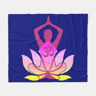 Cobertor De Velo OM Namaste Espiritual Lotus Flower Yoga azul