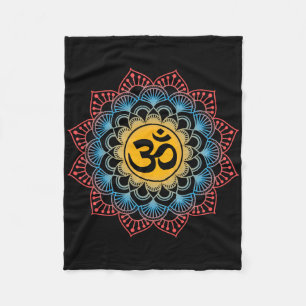 Cobertor De Velo Om Símbolo Mandala Flor Meditação Treino Yoga L