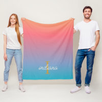 Ombre Azul Laranja Moderno Monograma Script