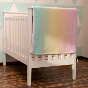 Cobertor De Velo Ombre Gradiente do Arco-Íris Pastel