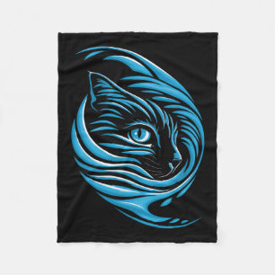 Cobertor De Velo Onda De Gato Azul Para Kamala 47 Gato Engraçado La