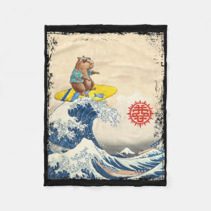 Cobertor De Velo Onda Grande Japonesa Fofa Kanagawa Surfando Capyra